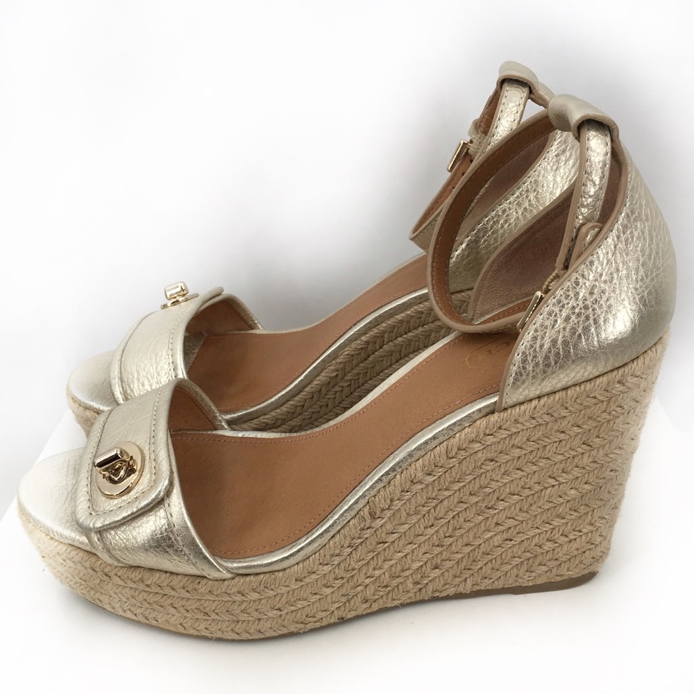 Coach Silver Wedge Sandals